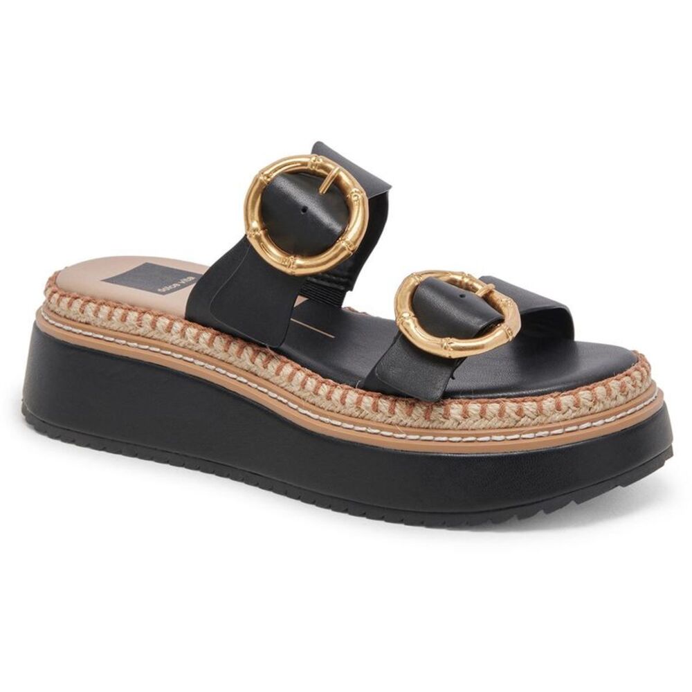 Dolce Vita Black Sandals with Gold Accents